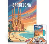 Puzzle da 1000 pezzi per adulti, Barcellona, Spagna, Costa, Gioco educativo, Allena la mente e la mano, Collezione d'artista, Belle Arti 50x75cm