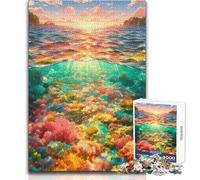 Puzzle da 1000 pezzi per adulti, barriera corallina al tramonto, decorazione artistica per la casa, gioco educativo, regalo per compleanni (dimensioni 50x75cm)