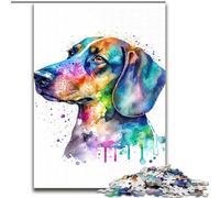 Puzzle da 1000 pezzi per adulti, bassotto ad acquerello in legno, per adolescenti dai 14 anni in su, decorazione per la casa 50x75cm per compleanni, feste e occasioni speciali