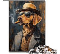 Puzzle da 1000 pezzi per adulti Bassotto che fuma una sigaretta Puzzle impossibile per adulti 50X75CM Regalo perfetto per genitori, amanti, amici - Età 14+