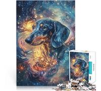Puzzle da 1000 pezzi per adulti Bassotto cosmico, cane salsiccia spaziale apprendimento educativo Migliorare l'amore tra le coppie 52x38cm