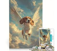 Puzzle da 1000 pezzi per adulti, Beagle con ali d'angelo, gioco rompicapo, divertente antistress, per rafforzare l'amore tra le coppie 50x75cm