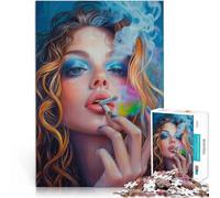 Puzzle da 1000 pezzi per adulti Bella donna che fuma Difficile da completare ma divertente e umoristico Gioco educativo per compleanno e Natale 75x50cm