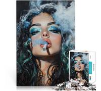 Puzzle da 1000 pezzi per adulti Bella donna che fuma Difficile da completare ma divertente e umoristico è ideale come regalo per tutta la famiglia 38x26cm