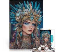 Puzzle da 1000 pezzi per adulti Bella principessa indiana Fatto di cartone per età 14+ Giocattolo sfida Decorazioni e regali unici per la casa misurare:38x52cm
