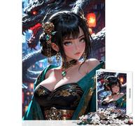 Puzzle da 1000 pezzi per adulti bellissima ragazza con il drago giocattolo puzzle da 1000 pezzi decorazione da parete regalo di compleanno per tutta la famiglia (50x75cm)