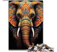 Puzzle da 1000 pezzi per adulti, bellissimi elefanti colorati in legno, con gioco interattivo per famiglie, tutte le età 1000 pezzi(50x75cm)