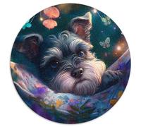 Puzzle da 1000 pezzi per adulti, bellissimi puzzle rotondi in cartone raffiguranti Schnauzer nano, adolescenti, coppie e amici per compleanni e Natale (dimensioni 67,5x67,5 cm)
