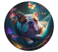Puzzle da 1000 pezzi per adulti, bellissimo bulldog, puzzle rotondo da 1000 pezzi, livello di abilità per principianti, ottimo come regalo di compleanno e per le feste, 67,5x67,5 cm.