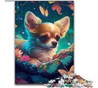 Puzzle da 1000 pezzi per adulti, bellissimo chihuahua in legno, regalo perfetto per bambini dai 14 anni in su, 50x75cm, rompicapo stimolante, giocattolo rilassante per adolescenti