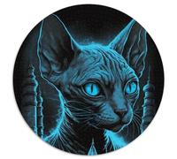 Puzzle da 1000 pezzi per adulti, bellissimo gatto della giungla, puzzle rotondo da 1000 pezzi, ideale per divertimento in famiglia, relax e regali per le feste, 67,5x67,5 cm.