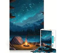Puzzle da 1000 pezzi per adulti,bellissimo gioco di incastro a tema campeggio notturno,gioco di logica,regalo gratuito,regalo di compleanno (50x75cm)