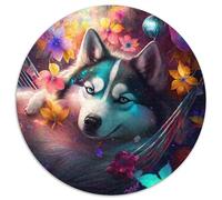 Puzzle da 1000 pezzi per adulti, bellissimo husky, puzzle rotondo da 1000 pezzi per adulti, giocattolo educativo per adolescenti, decorazione per casa e ufficio, 67,5x67,5 cm.