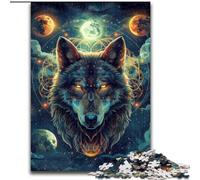 Puzzle da 1000 pezzi per adulti, bellissimo lupo in legno, attività divertente per la casa, 50x75cm, decorazione artistica fai da te, regalo di compleanno perfetto