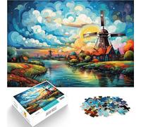 Puzzle da 1000 pezzi per adulti, bellissimo mulino a vento, puzzle regalo, 26 x 38 cm, adatto come decorazione da scrivania per adolescenti dai 14 anni in su