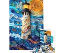 Puzzle da 1000 pezzi per adulti bellissimo puzzle di carta a forma di faro gioco rompicapo per adulti taglio di precisione ideale come regalo (dimensioni 38x26cm)