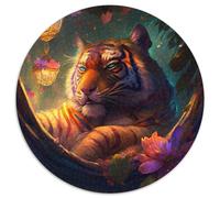 Puzzle da 1000 pezzi per adulti, bellissimo puzzle rotondo in cartone raffigurante una tigre, sviluppa la coordinazione occhio-mano, perfetto come regalo di compleanno (67,5x67,5 cm)
