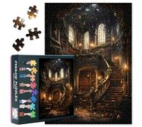 Puzzle da 1000 pezzi per adulti, biblioteca della vecchia scuola, libreria, design vintage, puzzle rilassante, decorazione da parete, regalo, 50,5 x 70,5 cm