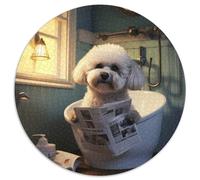 Puzzle da 1000 pezzi per adulti Bichon Frise che legge il giornale Puzzle per adulti Gioco interattivo per famiglie, regalo artigianale con opere d'arte colorate 67,5x67,5 cm