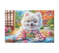 Puzzle Da 1000 Pezzi Per Adulti Bichon Frise Fireplace Winter 75x50cm Ecologico Sicuro Non Tossico Perfetto Per Uso Familiare Adatto A Tutte Le Età Giochi Educativi