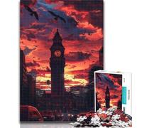 Puzzle da 1000 pezzi per adulti Big Ben al sole della sera, puzzle da 1000 pezzi per adolescenti, pezzi completamente interconnessi e di forma casuale, 26x38cm