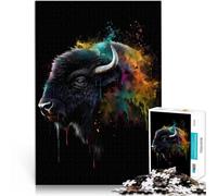 Puzzle da 1000 pezzi per adulti Bisonte Bufalo Colorato per il giocattolo di sfida del gioco educativo offerte come regali per tutta la famiglia 52x38cm