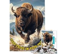 Puzzle da 1000 pezzi per adulti bisonte che corre tra le montagne Puzzle per adulti gioco rilassante ideale per le vacanze a casa e per passare il tempo Una sfida impegnativa da completare (38x52cm)