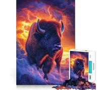 Puzzle da 1000 pezzi per adulti,Bisonte Maestoso nella Tempesta,Gioco Difficile da Completare,Divertente,Intelligente,Regalo,Gioco per la Pace,Decorazione per Compleanno,Regalo (38x26cm)
