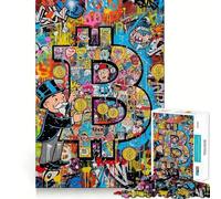 Puzzle da 1000 pezzi per adulti Bitcoin Graffiti Art Sharp Cut Art Giocattolo creativo per lo sviluppo delle capacità artistiche Gioco per il tempo libero Regalo di Natale rilassante (38x26cm)