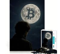 Puzzle da 1000 pezzi per adulti Bitcoin to The Moon Meme Fine Cut Art Gioco per la mente Regalo Gioco rilassante Regalo di compleanno divertente (50x75cm)