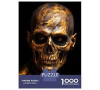 Puzzle Da 1000 Pezzi Per Adulti Black And Gold Skull Face Puzzle Per Adulti Gioco Per Famiglie Regalo Di Compleanno Offerta Come Regalo Per Tutta La Famiglia 52x38cm/1000pcs