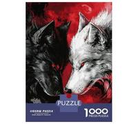 Puzzle Da 1000 Pezzi Per Adulti Black And White Wolves with Red Eyes Puzzle Per Adulti Gioco Rompicapo Antistress Regalo Di Compleanno E Unico 52x38cm/1000pcs