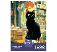 Puzzle Da 1000 Pezzi Per Adulti Black Cat in A Dim Sum Restaurant Puzzle Per Adolescenti Gioco Per Famiglie Migliora La Memoria Difficile E Stimolante 52x38cm/1000pcs