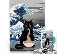 Puzzle da 1000 pezzi per adulti Black Cat Ramen Wave Kanagawa Giocattolo educativo antistress offerte come regali per tutta la famiglia 38x52cm