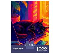 Puzzle Da 1000 Pezzi Per Adulti Black Cat Sleeping on Laptop Puzzle Per Adulti Giocattoli Antistress Regalo Di Compleanno Interazione Genitore-figlio 38x26cm/1000pcs