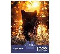 Puzzle Da 1000 Pezzi Per Adulti Black Cat Walking Through Golden Water Puzzle Per Adulti Gioco Pratico Decorazione Murale Divertimento A Casa Attività, 70x50cm/1000pcs