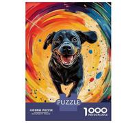 Puzzle Da 1000 Pezzi Per Adulti Black Lab in Swirling Colors Puzzle Per Adulti Gioco Rompicapo Difficile Sfida Educativa Difficile 70x50cm/1000pcs