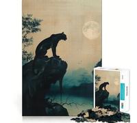 Puzzle da 1000 pezzi per adulti Black Panther al chiaro di luna,gioco di logica e pensiero creativo,ideale per il tempo libero,con soggetto natalizio 38x26cm