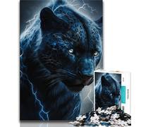 Puzzle da 1000 pezzi per adulti Black Panther con lampi per adolescenti, 1000 pezzi, giocattoli educativi ideali come regalo per tutta la famiglia (50x75cm)