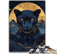 Puzzle da 1000 pezzi per adulti Black Panther Under The Moon Staycation Kill Time con pezzi completamente interconnessi di forma casuale 26x38cm