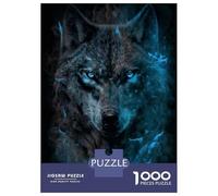 Puzzle Da 1000 Pezzi Per Adulti Black Wolf with Blue Eyes Adolescenti Puzzle Giochi Per Famiglie Difficile Difficile Interazione Genitore-figlio 70x50cm/1000pcs