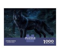 Puzzle Da 1000 Pezzi Per Adulti Black Wolf with Blue Eyes Puzzle Giocattolo Decorazione Da Parete Decorazione Da Parete Difficile E Impegnativo 38x26cm/1000pcs