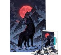 Puzzle da 1000 pezzi per adulti Blood Moon Alpha︰ Wolf Mountain King Difficile e stimolante Antistress Gioco rilassante Adatto a partire dai 14 anni 38x52cm