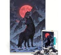 Puzzle da 1000 pezzi per adulti Blood Moon Alpha︰ Wolf Mountain King, gioco rompicapo, assemblaggio di modelli, per migliorare l'amore tra le coppie 50x75cm