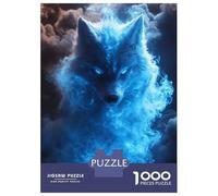 Puzzle Da 1000 Pezzi Per Adulti Blue Fire Wolf Puzzle Rompicapo Gioco Di Logica Gara Di Velocità Manuale Ottimo Regalo Per I Giocatori 52x38cm/1000pcs