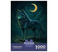 Puzzle Da 1000 Pezzi Per Adulti Blue Wolf Under Crescent Moon Puzzle Per Adulti Gioco Per Famiglie Decorazione Da Parete Per Compleanno, Natale 70x50cm/1000pcs