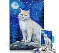 Puzzle da 1000 pezzi per adulti Bobcat bianco sotto il cielo notturno Assemblaggio del modello Migliorare l'amore tra le coppie 38x26cm