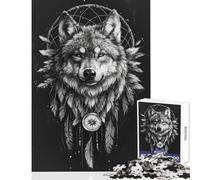 Puzzle da 1000 pezzi per adulti Boho Wolf Dream Catcher Giocattoli antistress Ottimi regali e giocattoli Giochi rilassanti Ogni pezzo è unico - Dimensioni 38x52cm