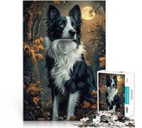 Puzzle da 1000 pezzi per adulti Border Collie al chiaro di luna Per il divertimento in famiglia Gioco educativo per compleanno e Natale 50x70cm