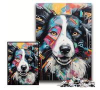 Puzzle da 1000 pezzi per adulti Border Collie Puzzle in legno per adulti 50x75cm Divertimento per la serata di gioco in famiglia, opera d'arte decorativa fai da te